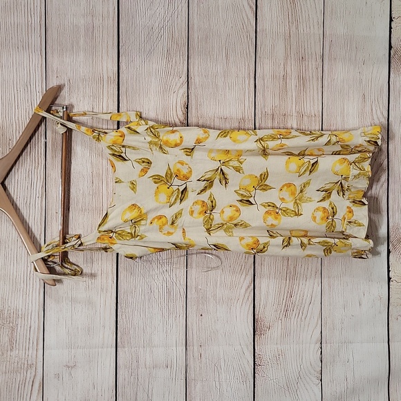 Urban Outfitters Jolene Lemon Print Linen Mini Dress Medium - Picture 8 of 13